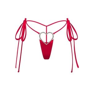 Skims Heart Charm Strappy String Thong Cherry Red